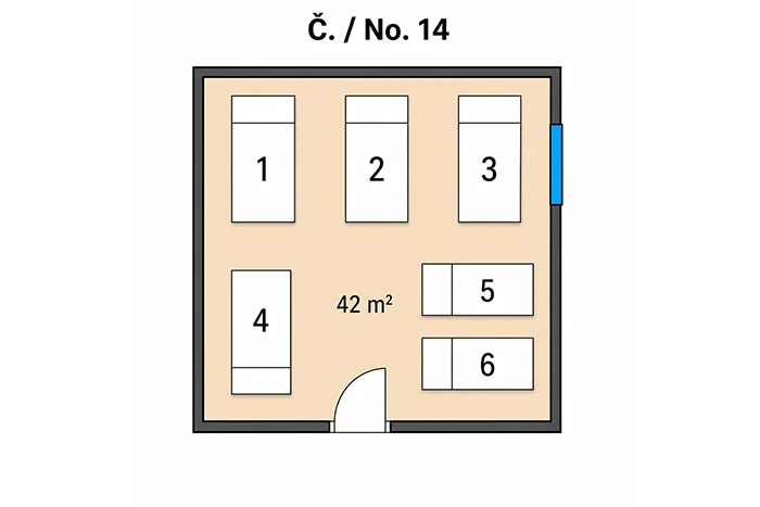  Pokoj č. 14 - šestilůžkový